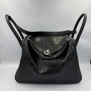 Hermès Lindy 30 Crocodile Niloticus Noir Palladium Hardware